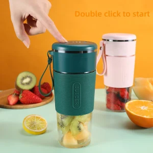 Portable USB Rechargeable Mini Blender – Wireless Electric Smoothie & Fruit Juice Maker with Glass Cup